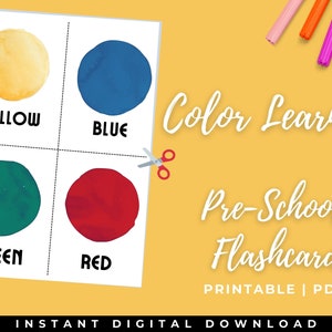 Printable Colors Early Learning Flash Cards for Toddlers, Preschool, Classrooms, Homeschool, Montessori, Educational Fun Teaching For Kids