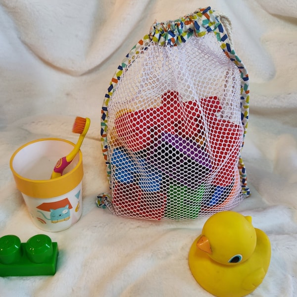 Filet pour jouets de bain. Sac pour jouets de bain. Rangement jouets du bain.