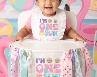 ONE in the Sun Birthday Banner for First Birthday Party - pool party, tropical summer birthday, 1st birthday girl banner, retro font, splish