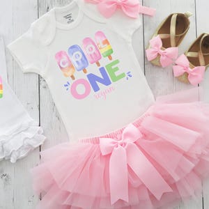 Eis am Stiel Erster Geburtstag Outfit mit Tütü - cool to be ONE, ice pop, Sommer 1st birthday girl, pastellfarben, rosa lila, ein Jahr altes Mädchen