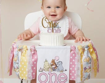 Classic Winnie the Pooh Birthday Banner for First Birthday Party - pooh and friends party decor, 1st birthday girl banner