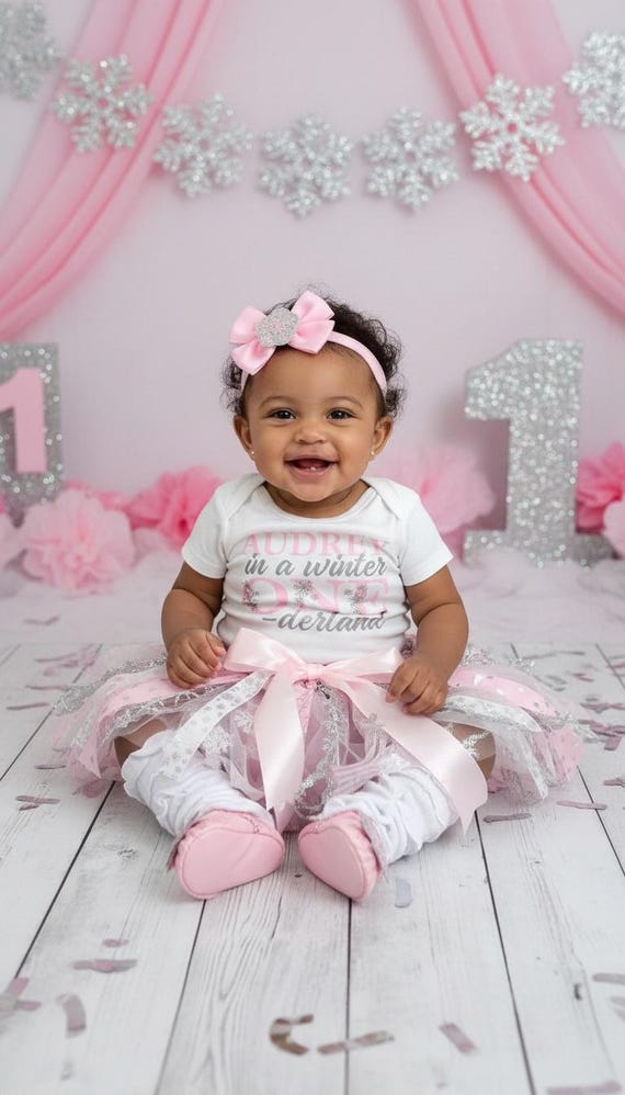 navy blue dress for baby girl Winter Onederland First Birthday Outfit With Fabric Tutu in Pink and Silver  - Snowflake Birthday Party, 1st Bday Outfit, Winter Tutu