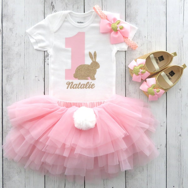 Some Bunny is One Geburtstag Outfit mit Bunny Tail Tutu - 1.