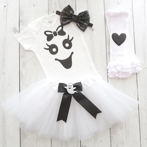 Ghost Halloween Costume with Tutu - ghost halloween costume baby, toddler halloween costume, white ghosty costume, white tutu ghost