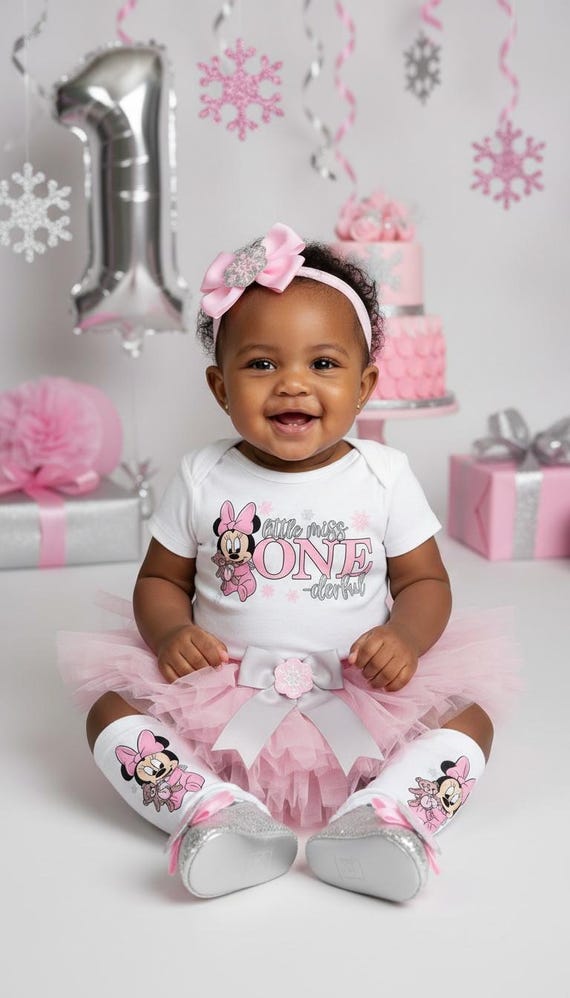 Snowflake Minnie Mouse Birthday Outfit - Winter Onederland, Pink Silver,  Baby Girl First Birthday Dress, Miss Onederful, Winter Minnie Girl - Etsy  Israel