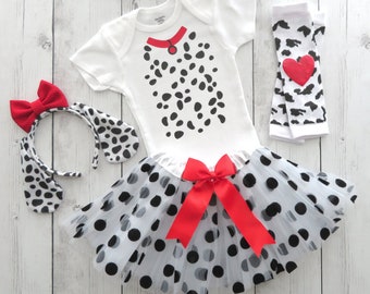 Dalmatian Halloween Costume with Tutu for Toddler - baby girl halloween costume, dog costume, baby dalmation costume,toddler dalmation puppy