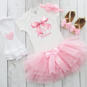 ピンクのリボンとチュチュの付いた2歳の誕生日ドレス - ピンクのコケットリボン、女の子の2歳の誕生日の衣装、2歳の赤ちゃんの誕生日のチュチュ、女の子は1歳になりたい