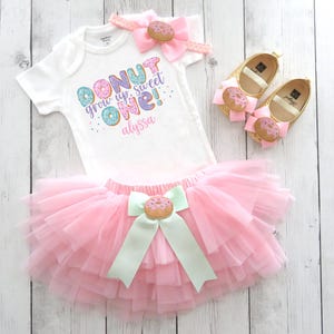 Donut Grow Up Sweet One Birthday Outfit with Tutu and Donut Shoes - sweet one, 1st bday party, one year old dress, sprinkles, cake smash