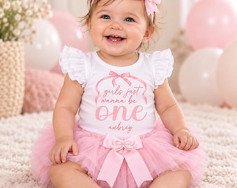 Girls Just Wanna Be One birthday Dress with Tutu
