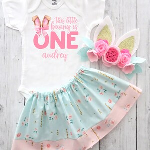 Some Bunny is One First Birthday Outfit for Baby Girl - coquette bow, boho floral, bunny 1st birthday girl, bunny ears headband, bunny bday