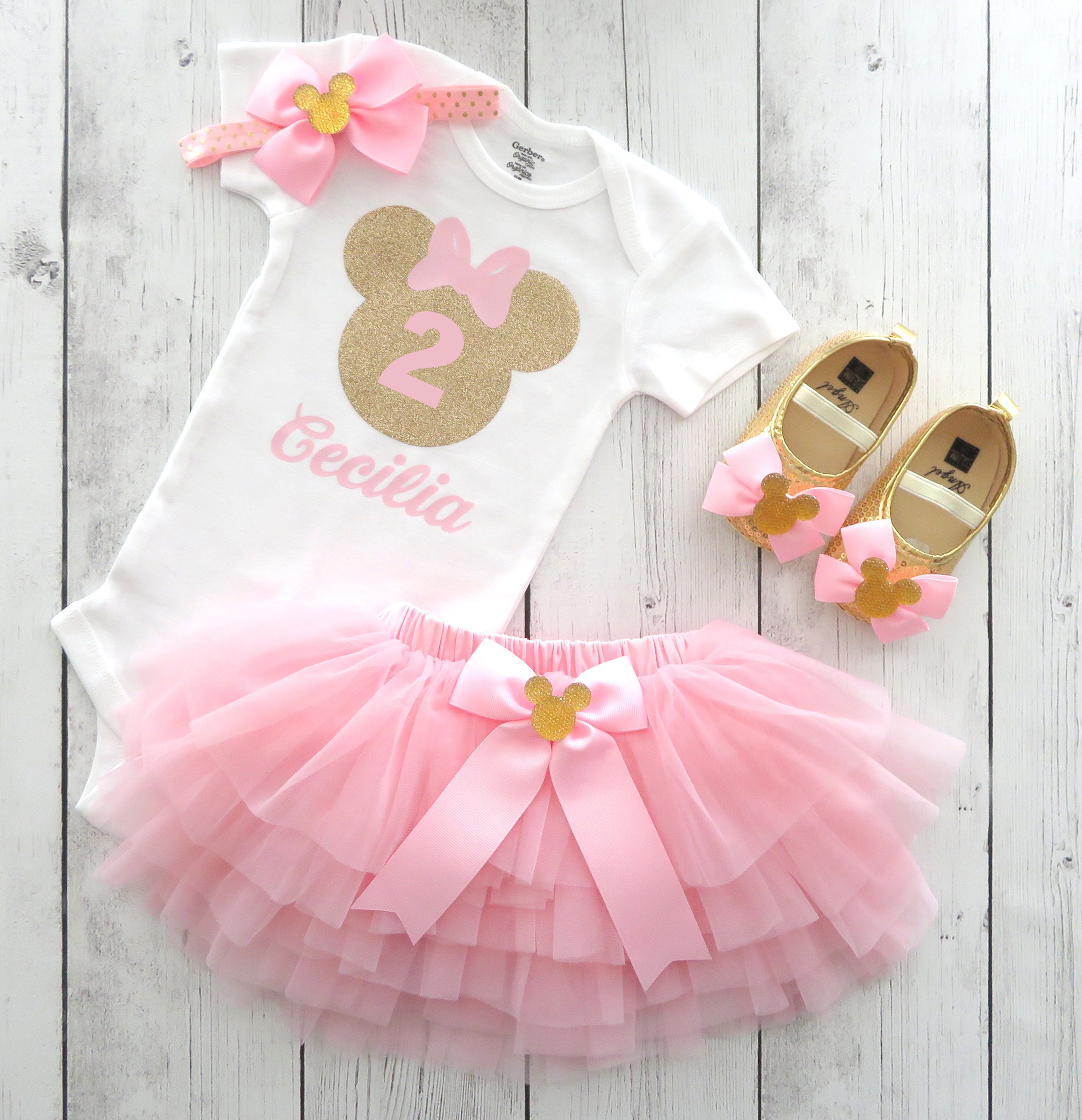 Pink and Gold Minnie Mouse 2nd Birthday Dress - Etsy