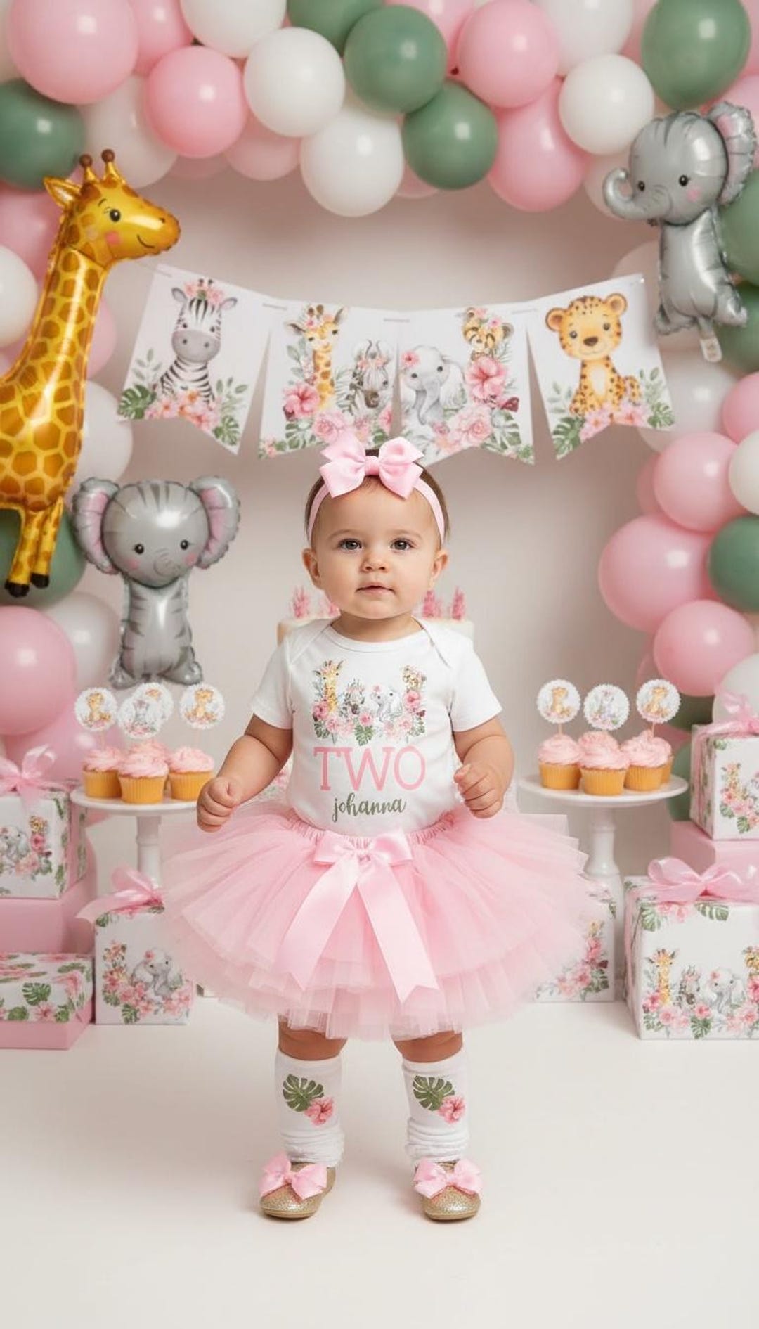 party animal birthday dress Pink Safari 2nd With Tutu - Zoo Animals, 2nd Birthday Outfit Girl, Two Year Old Baby Birthday Tutu, Safari Animals Girl Cora