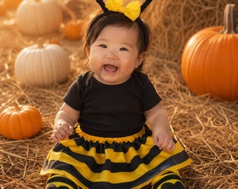 Bee Halloween Costume Accessories Set - just add a black shirt! - baby girl halloween, bumble bee halloween costume, bee costume toddler