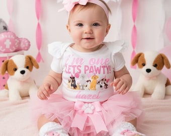¡A por todas! Traje de cumpleaños con tutú rosa: cumpleañera, fiesta de primer cumpleaños, vestido para un año, pastel smash, soy una, a por todas.