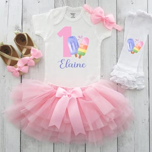 Eis am Stil 1st Birthday Outfit mit Tütü - cool to be ONE, ice pop, Sommer erste Geburtstagskind, pastellfarben, rosa lila, ein Jahr altes Mädchen