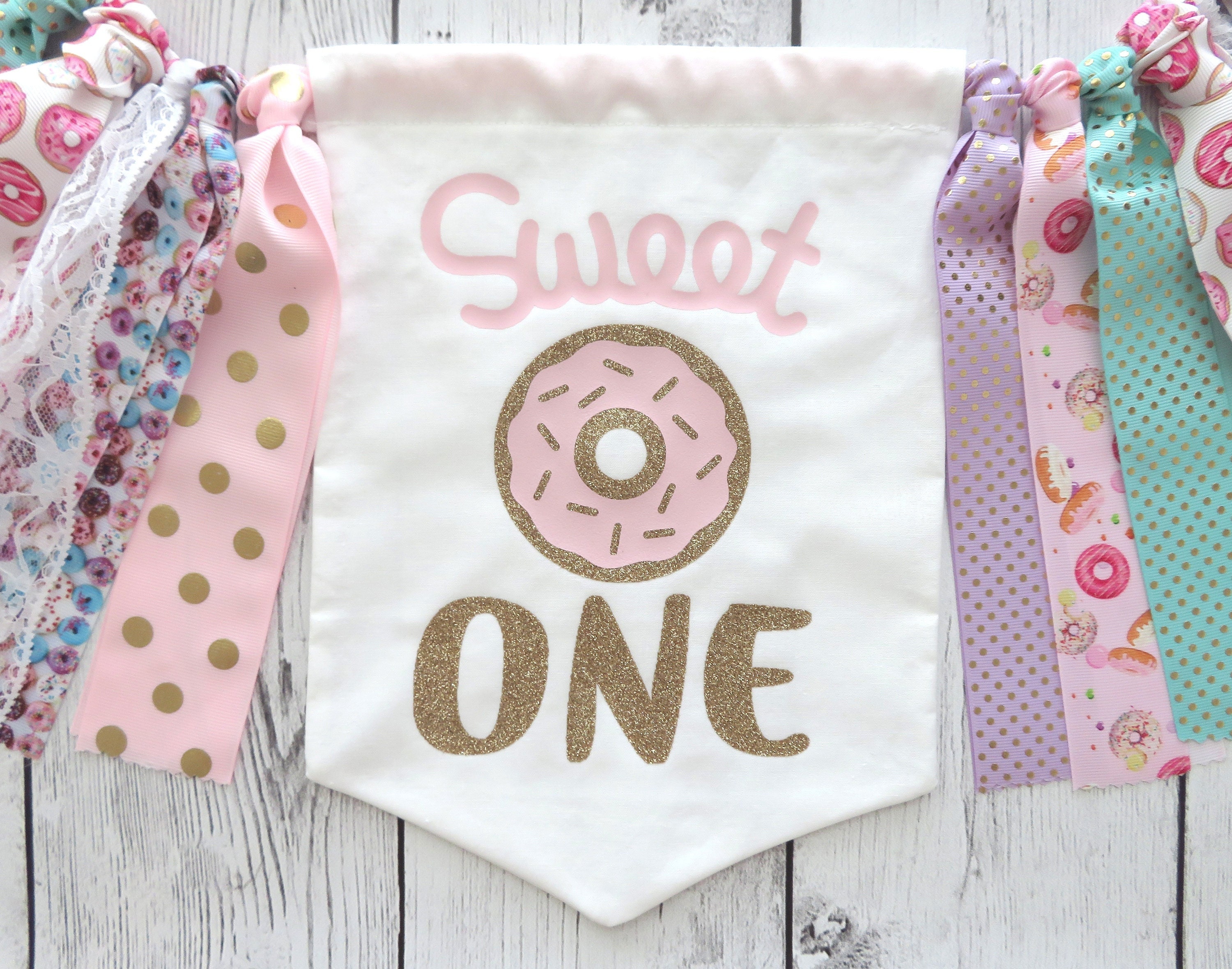 Faixa Para Cadeira Alta 1º Aniversário - Tema Donut Com 203cm