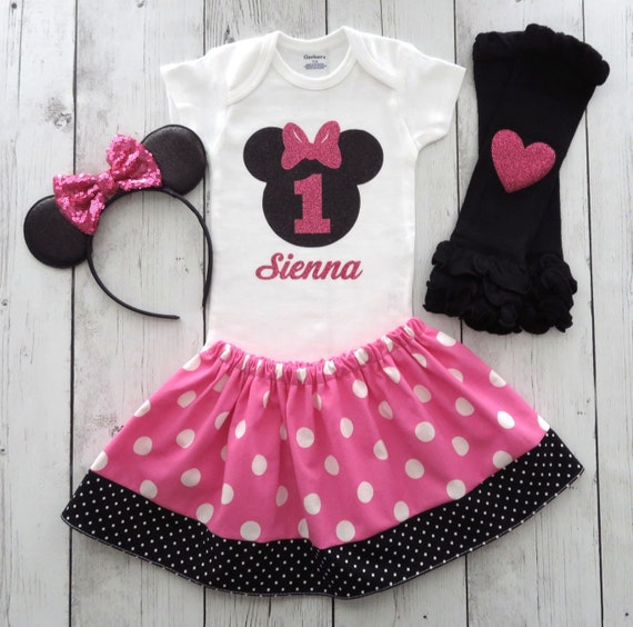 Vestito per il primo compleanno di Minnie Mouse rosa vestito per