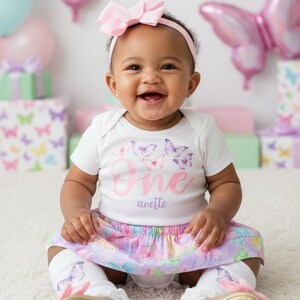 Traje de mariposa para primer cumpleaños en rosa pastel y morado: traje de cumpleaños de niña, vestido de mariposa, fiesta en el jardín, traje de cumpleaños de mariposa