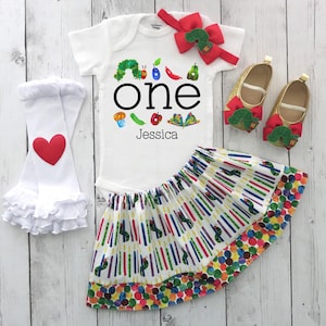 Caterpillar First Birthday Outfit for baby girl - book themed birthday, 1st birthday dress, caterpillar bday girl, caterpillar dress