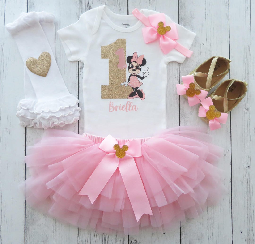 Minnie Mouse First Birthday Outfit in Pink & Gold With Tutu and ...
