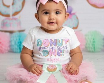 Donut Grow Up Sweet One Birthday Outfit with Tutu and Donut Shoes - sweet one, 1st bday party, one year old dress, sprinkles, cake smash