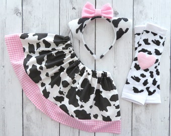 Cow Costume Accessories Set - just add a black shirt! - pink cow halloween costume, baby halloween costume, toddler halloween costume