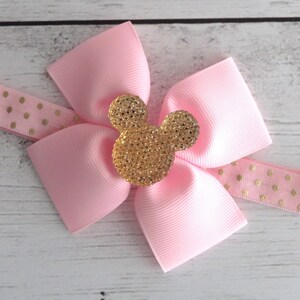 Zapatos de Minnie Mouse rosas y dorados: zapatos para primer cumpleaños, primeros pasos, mocasines, zapatos con brillantina dorada, Minnie Mouse rosa para primer cumpleaños imagen 4