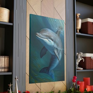 Dolphin Print on Canvas , Underwater Life Art, Modern Wall Art, Canvas Wall Set , Extra Large Wall Art, Stretched Oil Painting Canvas