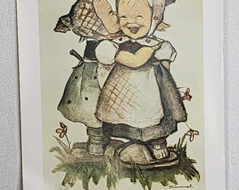 MI Hummel Telling Her Secret Goebel's Collectors Club Original Print Poster