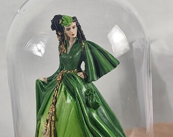 キーホルダー・アクリルキーホルダー rone parc Wind frill glitter top green Scarlett O'hara Figurine: 1993 Franklin Mint, Green Curtain Dress