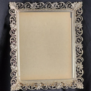 Metalcraft Vintage Whitewashed Gold Ornate 12&quot;x10&quot; Filigree Photo Frame Holds an 8&quot;x10&quot; Photo