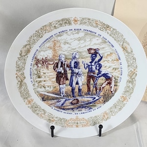 Limoges Lafayette Legacy Collection 8.5&quot; Plate II Marquis De Lafayette and Baron De Kalb Leave Ship Victorie has Certificate of Authenticity
