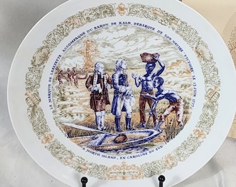 Limoges Lafayette Legacy Collection 8.5&quot; Plate II Marquis De Lafayette and Baron De Kalb Leave Ship Victorie has Certificate of Authenticity