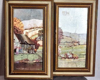 Ernest Uden Englische Landschaft Folie Lithographie Druck 2Stk