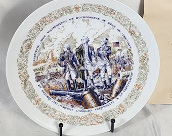 Limoges Lafayette Legacy Collection 8.5&quot; Plate VI Lafayette with Washington and Rochambeau at Siege of Yorktown has Certificate Authenticity