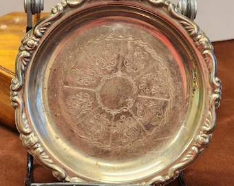 Silver Plated EP on Steel 4&quot; Vintage Mini Jewelry Tray from Hong Kong
