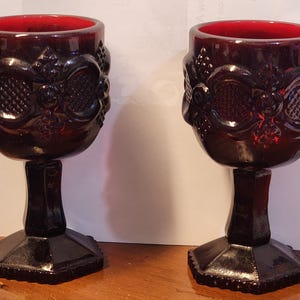 Vintage Avon Cape Cod Ruby Red Wine Goblets - Set of 2