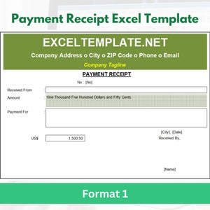 Payment Receipt Excel Template - Model 1