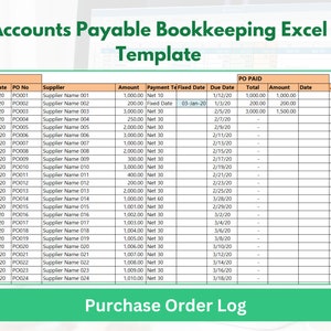 Accounts Payable Bookkeeping Excel Template