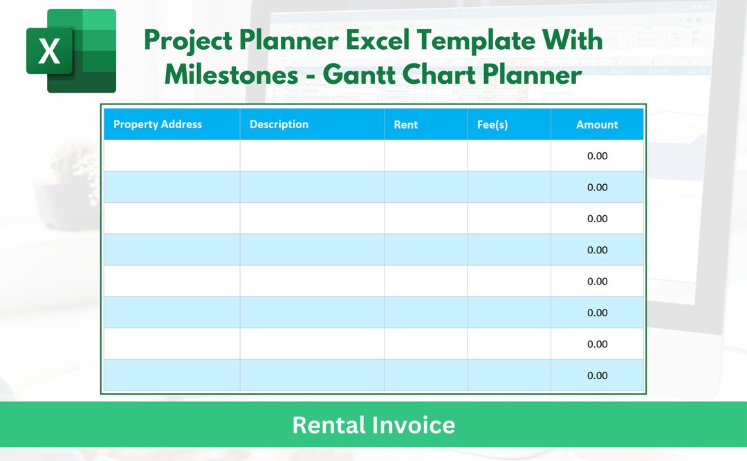 Rental invoice form excel sheet excel template for landlords etsy