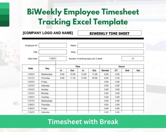 Monthly Employee Timesheet Tracking Excel Template - Etsy