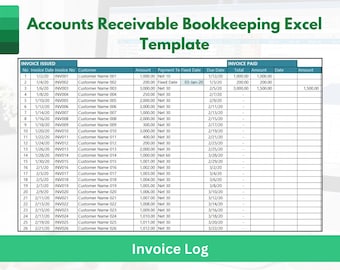 Accounts Receivable Bookkeeping Excel Template