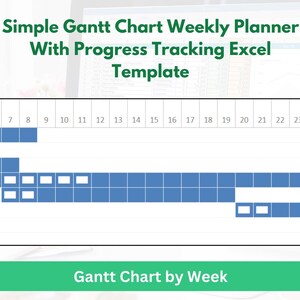 Simple Gantt Chart Weekly Planner With Progress Tracking Excel Template