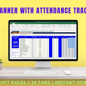 Employee Schedule Excel Template - Shift Planner With Attendance Tracker
