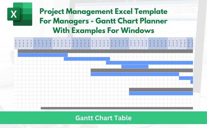 Project Management Excel Template for Managers - Gantt Chart Planner ...