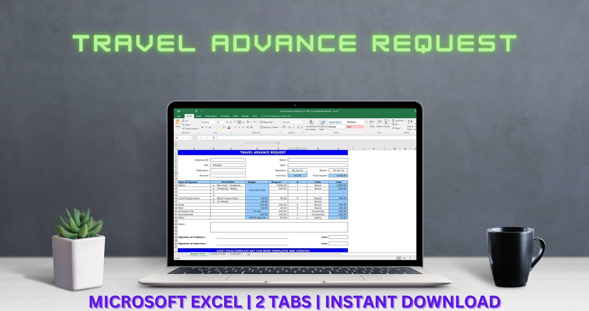 Travel Request Form Excel Travel Form Template - Etsy