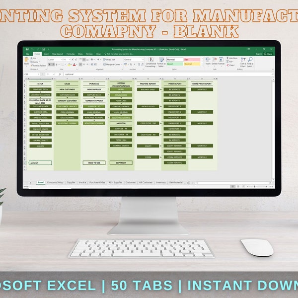 Accounting For Manufacturing Company - Complete System Excel Template
