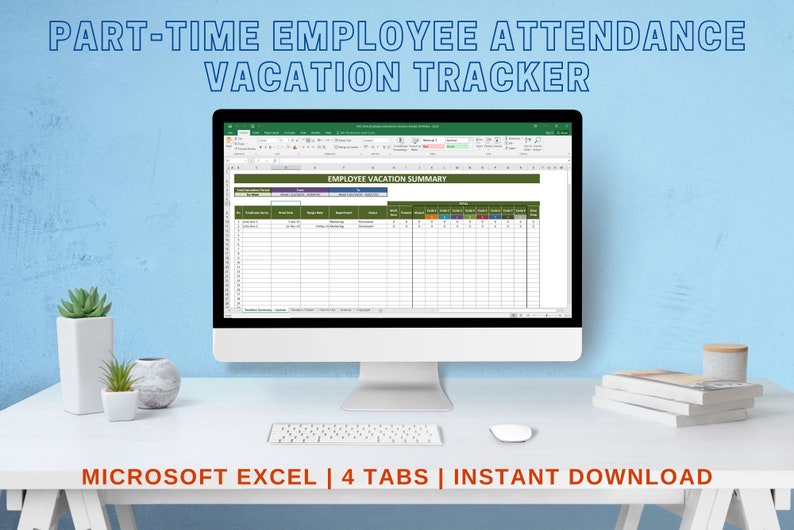 Employee Vacation Excel Template Parttime Employees Etsy