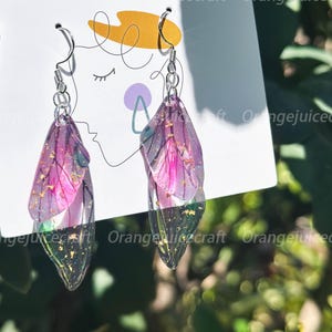 Pendientes de mariposa hechos a mano, pendientes de mariposa con lámina de oro, pendientes de alas de hada de resina, joyas de mariposa, regalo para el Día de la Madre.