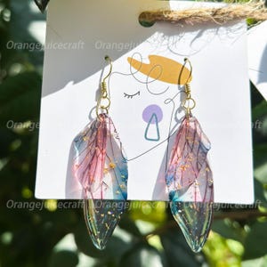 Handmade Butterfly Wing Earrings, Gold foil Butterfly Earrings, Resin Fairy Wing Earring, Butterfly Jewerly, Birthday Christmas Gift For Her